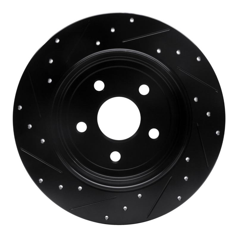 Dodge Durango Brake Rotor (1) - Rear Right - R1 Concepts - Drilled & Slotted - Black - `11-`22